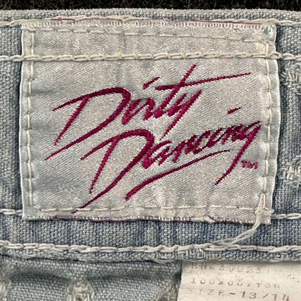 Dirty Dancing Boyfriend Shorts Women 13/14 Blue Cotton Slash Pockets Embroidered - Picture 4 of 7